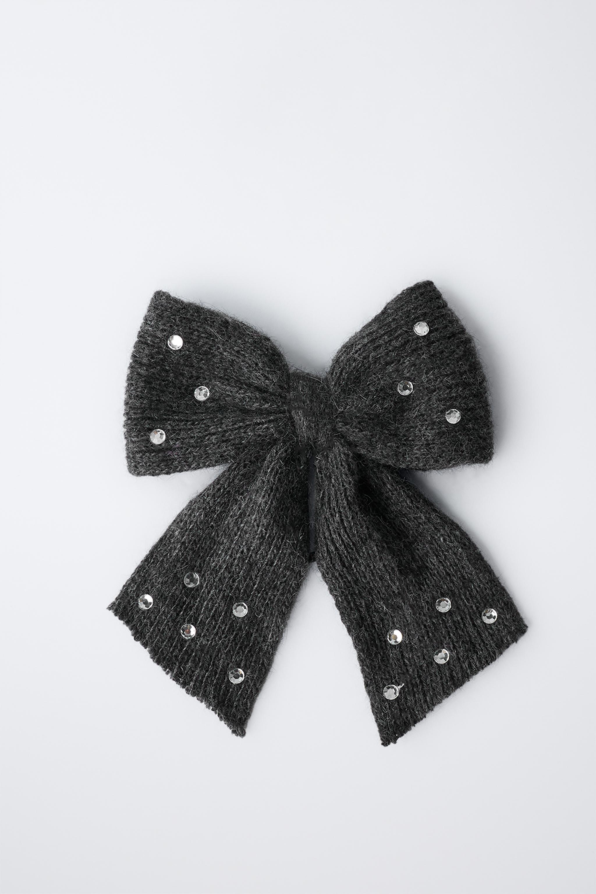 RHINESTONE KNIT BOW BARRETTE